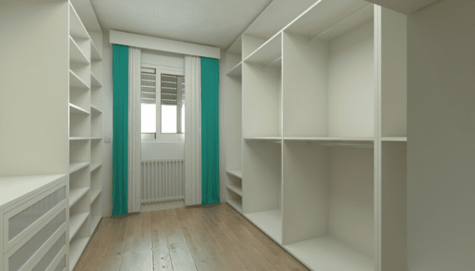 A walk-in closet in a new construction home.